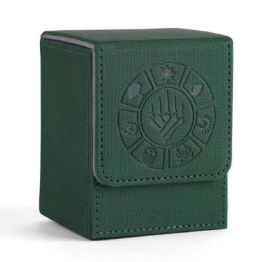 Imagem de Arkeiliy Card Deck Box, 110+ Storage MTG Deck Box with 50 Pcs Card Sleeve, Collectible Trading Card Cases for Magic Commander and More (Green)