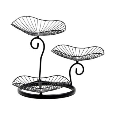 Imagem de DimyFew Cesta de frutas de ferro, suporte para frutas de ferro, fruteira rústica multiuso, fruteira de arame para doces, lanche, jardim de bananas, sala de, Preto