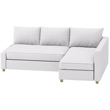 Imagem de Capa de sofá de linho de poliéster durável Friheten para substituição é compatível com IKEA Friheten Capa seccional de canto para sofá-cama apenas! (branco esquerdo longo)