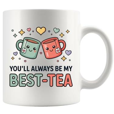 Imagem de Panvola You'll Always Be My Best Tea Friends Presente Amizade Presente para Amizade Amizade Melhores Amigas Bestie Inspirador Feminino Novidade Caneca Cerâmica 325 ml Branco
