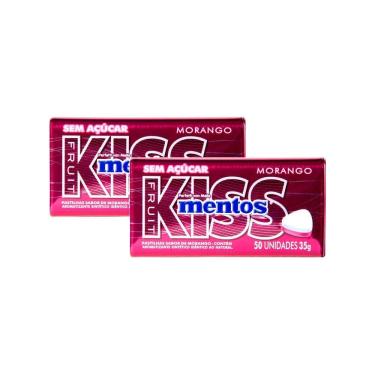 Imagem de Kit 2 Balas Mentos Kiss Fruit Sabor Morango sem Açúcar 35g