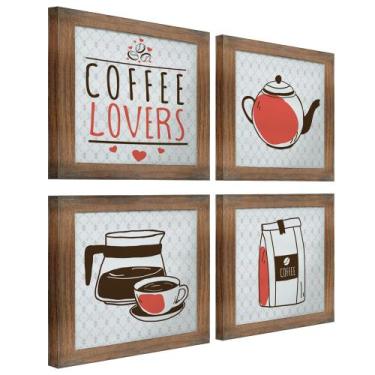Imagem de Quadro Decorativo Cozinha Café Padaria Copa 20x20cm Kit 4 un - SHD  So