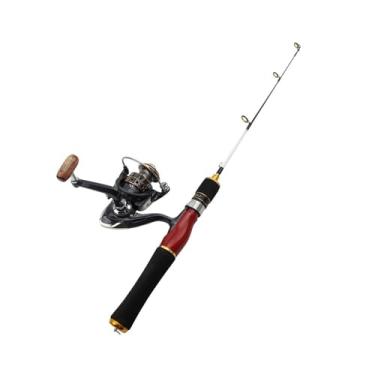 Imagem de Vara de Pesca de Viagem Conjunto de vara pesca inverno 58 cm, carretel e carbono no gelo, para iniciantes, equipamento(Red)