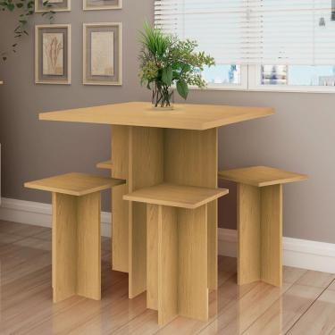 Imagem de Mesa De Jantar Genialflex Kit 4 Bancos Carvalho Dakar