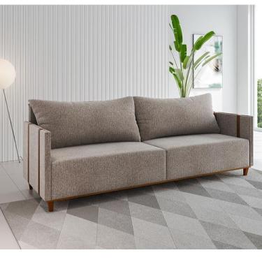 Imagem de Estofado Living Adam 2m 3 Lugares 2 Almofadas Soltas Linho. Kaki Duran