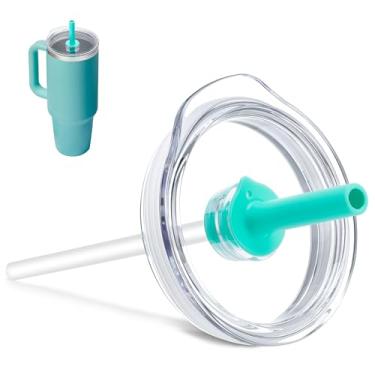 Imagem de Bluwing Tampa de copo de pressão para Hydro Flask 32 copos de viagem de 1,134 g, tampa de copo de substituição com canudo para Hydro Flask 907 g 1,134 g copos em toda a volta (azul-petróleo)