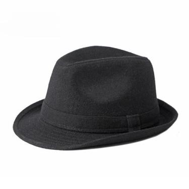 Imagem de Chapéu Fedora Masculino de Lã - Estilo Retrô Britânico, Preto