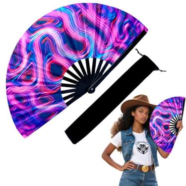 Imagem de Onekka Ventilador dobrável grande de 33 cm para rave, ventilador chinês para dança de linha, ventilador holográfico de cores a laser, ventilador de botas no chão, festa, decoração, festival