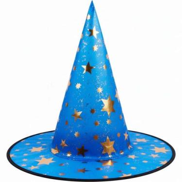 Imagem de Chapéu Bruxa Infantil e Adulta Com Estrelinhas Douradas - Fantasias Ca