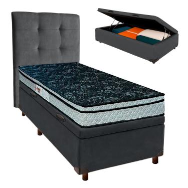Imagem de Kit Cabeceira + Cama Box Bau  + Colchão Solteiro D28 Conforto Paropas