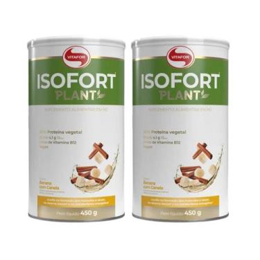 Imagem de KIT 2 PROTEÍNA VEGETAL ISOFORT PLANT 450g - BANANA COM CANELA - VITAFO