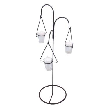 Imagem de Castiçal 3 pingentes 65 cm Decoração Candelabro Vela Branca
