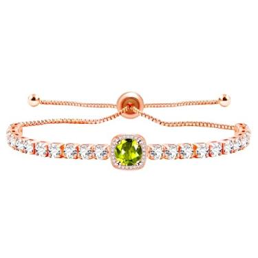 Imagem de Tobestu Pulseira de tênis de zircônia quadrada ajustável com corrente Bolo, joia elegante com pingente de cubo para casamentos, formaturas, casuais e uso diário YA4536, Adjustable, Latão, Zircônia