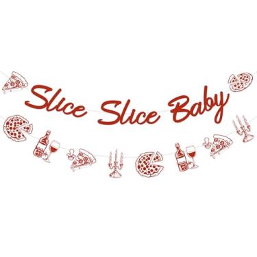 Imagem de Fangleland Decorações de chá de bebê de pizza - faixa de fatia de bebê e guirlanda de fast food para festa de revelação de gênero unissex, pano de fundo para fotos de celebração de recém-nascidos