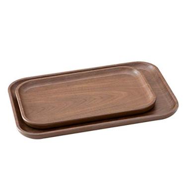 Imagem de FTOQWZXV Bandeja de chá, bandeja doméstica, chaleira, copo de água, bandeja retangular para sala de estar, bandeja redonda para servir (A L)