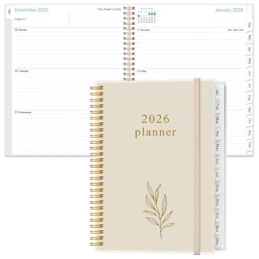 Imagem de Agenda 2025 Heveboik - Janeiro de 2025 a Dezembro de 2025, 12 Abas Mensais, Capa Flexível, Bolso Interno, 21,6 cm x 28 cm, Bege Claro