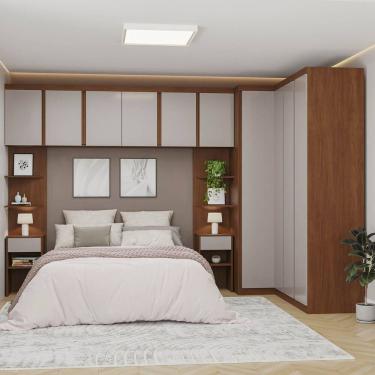 Imagem de Guarda-roupa Modular 8 Peças 10 Portas Arani Cabecasa Madeiraoriginals Cinamomo/ Off White