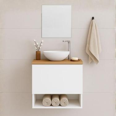 Imagem de Gabinete de Banheiro 40cm com Cuba e Espelho Completo Lavabo Armário S