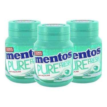 Imagem de Kit 3 Chiclete Mentos Pure Fresh Wintergreen Sem Açucar 56g