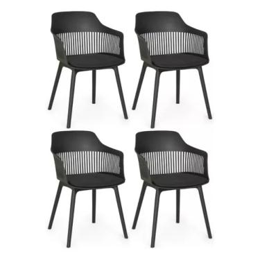 Imagem de Kit 4 Cadeiras Montreal Marcela Almofada Em Pu Estrutura Em Polipropileno Preto