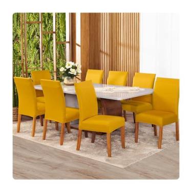 Imagem de Kit 8 Capas de Cadeira Malha Gel - Lenharo Enxovais, MOSTARDA