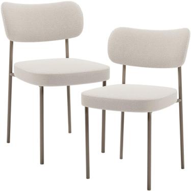 Imagem de Kit 02 Cadeiras Para Sala De Jantar Melina Base Arena L02 Bouclê Cru - Lyam Decor