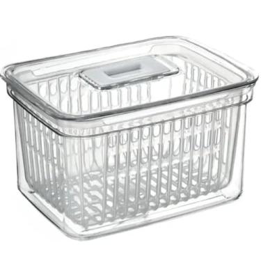 Imagem de Kit 4 Organizadores de Geladeira 2,2L Litros Cesto Com Tampa Multiuso Alimentos Verduras e Vegetais