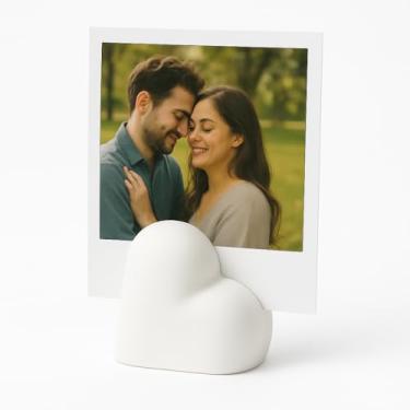 Imagem de Kit 5 Porta Polaroid Coração Preto, Suporte para Fotos Instax Mini, Design Minimalista, PLA Ecológico (Branco)