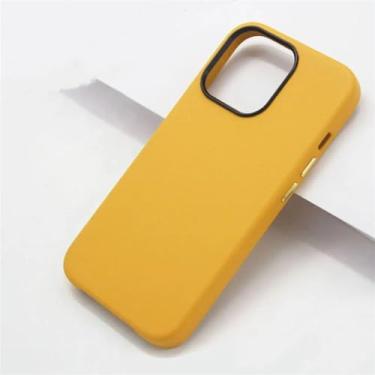 Imagem de Capa de telefone de couro para iphone 14 pro max 15 pro 13 mini 12 11 xs max xr x 7 8 plus se 2022 capa traseira de couro, amarelo, para iphone13pro