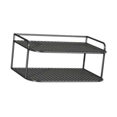 Imagem de ＫＬＫＣＭＳ Prateleira de parede para roteador, prateleira de metal com design oco, prática, resistente ao desgaste, flutuante, suporte de parede para DVD player, 30x19x13cm