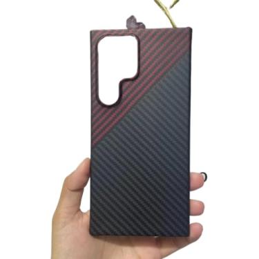 Imagem de Waillynice Capa de fibra de carbono original para Samsung Galaxy S24 Ultra Anti-queda de fibra de aramida Design S24ultra Capa (Vermelha Preta (Bighole), para S24 Ultra)