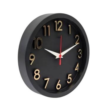 Imagem de Relógio de Parede 3D Silencioso Moderno 24 cm – Decoração de Sala, Escritório e Cozinha(Preto e Dourado)