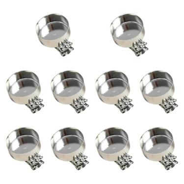 Imagem de shamjina 10x Suportes para Velas de Árvore de Natal, Decoração de Árvore de Natal, Metal Pequeno, Resistente, 4,8 x 4 x 3,5 cm, Castiçais para Festa, Prata