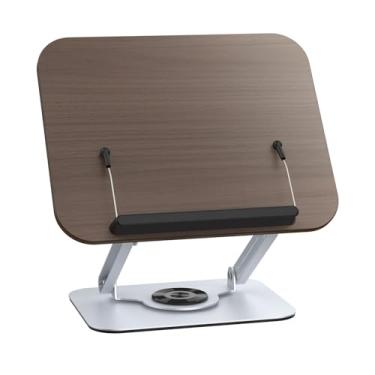 Imagem de Zhjvihx Suporte para Livros, Multifuncional Ajustável, Giratório de 360 ​​graus, Dobrável, Com Clipes Elásticos, para Receitas, Tablet, Laptop, Leitura, Estudo, Culinária (Prata)