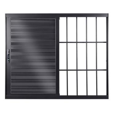 Imagem de Janela de Alumínio Veneziana de Correr 120x150x12cm 3 Folhas Móveis Vi