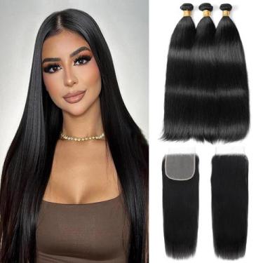 Imagem de Pacotes de cabelo MIRONICA Straight 12A Brazilian 14/16/18 + 12cm