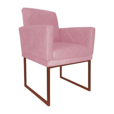 Imagem de Poltrona Decorativa Klara Base Bronze Veludo Rosa - Montanaris Decor