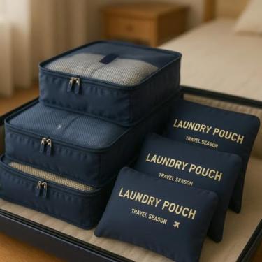 Imagem de Kit Organizador de Mala 6 Peças Luxo da Bsan Shop Para Viagem Conjunto Completo Bolsas Necessaire Sapatos Maquiagem Roupas Praticidade e Organização (Azul Marinho)