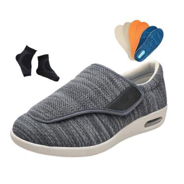 Imagem de Calçado Ortopédico Diabéticos, Calçado Para Homem De Malha Respirável Largo E Ajustável Para Caminhada Com Edema Para Diabéticos, Ténis Hospitalares Respiráveis ​​Artrite E Edema(Dark gray,47 EU)