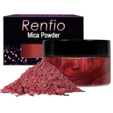 Imagem de Renfio 100g Mica Powder Pigment Natural Fine Powdered Pigments Pearl Shimmer Epoxy Resin Dye for Painting Soap Making Slime Bath Bombs 3.5 Oz - Rust Red