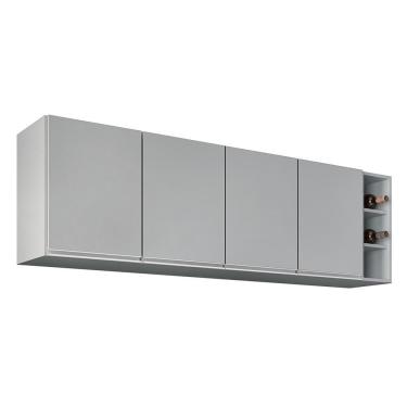Imagem de Armário De Cozinha Aéreo Nevada Com Nicho 180cm 4 Portas Cinza Claro - Lumil