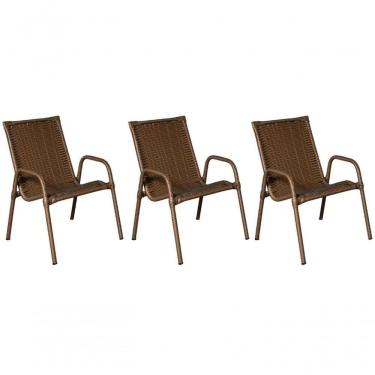 Imagem de Kit 3 Cadeiras Ipanema Area Externa, Jardim Junco Bronze