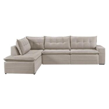 Imagem de Sofá Retratil Com Chaise Esquerda Titan 4 Lugares 2,56M Tecido Linho -