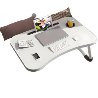 Imagem de Portátil Dobrável Articulada em Suporte para Laptop Cama Estudo Porta Tablet Mesa Para Notebook(Off Wihte + Gaveta)