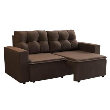 Imagem de Sofá 3 Lugares Retrátil Amsterdã I Suede Marrom 180 cm