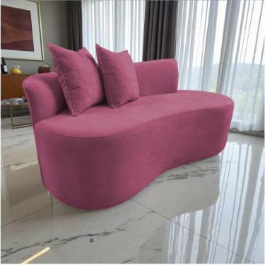 Imagem de Namoradeira Sofá Feijão Hana Orgânica Veludo Rosa - Mansão Decor