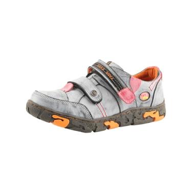 Imagem de TMA EYES Tênis feminino de couro macio sola antiderrapante com cadarço e design de fecho de velcro, Preto, 38