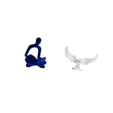 Imagem de Fenteer Escultura Abstrata de Resina Representando Um Anjo Pensador. Uma Peça Versátil para Decoração de Escritório, Bar, Casamento, Inauguração de Casa, Esta