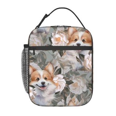 Imagem de Lancheira isolada cromcu 25x20x10cm Corgi Floral