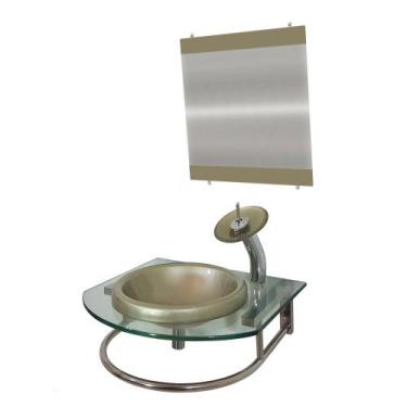 Imagem de Gabinete de Vidro 60cm para banheiro Mônaco - EKASA, Champanhe